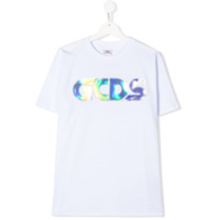 Gcds Kids Camiseta com logo metálico - Branco