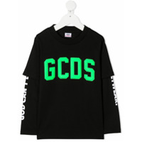 Gcds Kids Camiseta com sobreposição e estampa de logo - Preto