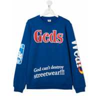 Gcds Kids Camiseta de algodão com estampa gráfica - Azul
