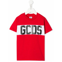 Gcds Kids Camiseta decote careca com listras - Vermelho