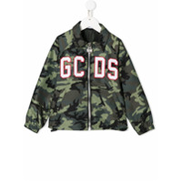 Gcds Kids camouflage logo patch shirt jacket - Verde