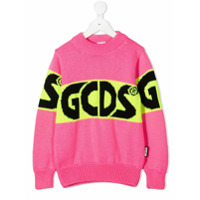 Gcds Kids colour-block logo knit jumper - Rosa