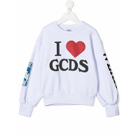 Gcds Kids logo-print cotton sweatshirt - Branco