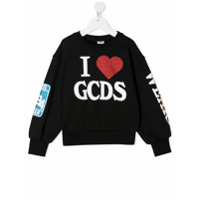 Gcds Kids Moletom com estampa de logo - Preto