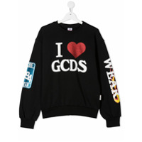 Gcds Kids Moletom com estampa de logo - Preto