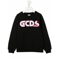 Gcds Kids Moletom de algodão com logo bordado - Preto