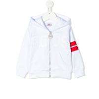 Gcds Kids Moletom de algodão com zíper e capuz - Branco