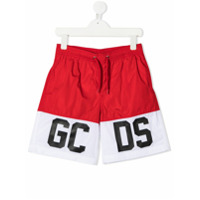 Gcds Kids Short de natação com estampa de logo - Vermelho