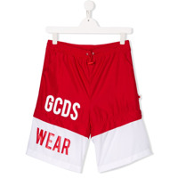 Gcds Kids Short esportivo bicolor com logo - Vermelho