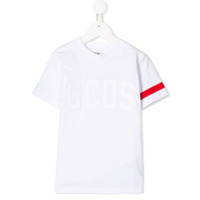 Gcds Kids striped cuff logo T-shirt - Branco