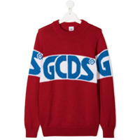 Gcds Kids TEEN logo embroidered jumper - Vermelho