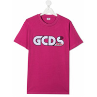 Gcds Kids TEEN logo print short-sleeved T-shirt - Rosa
