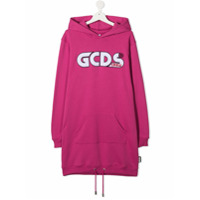 Gcds Kids TEEN long-length logo print hoodie - Rosa