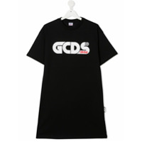 Gcds Kids Vestido reto com estampa de logo - Preto