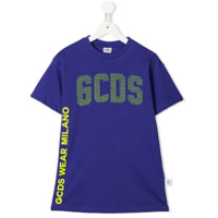 Gcds Kids Vestido texturizado com logo - Roxo