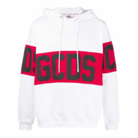 Gcds Moletom de capuz com listra e logo - Branco
