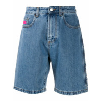 Gcds Short jeans com estampa de logo - Azul