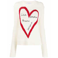 Giada Benincasa Suéter metálico de tricô com coração - Branco