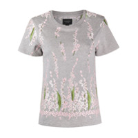 Giambattista Valli Camiseta de algodão com bordado floral - Cinza