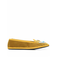 Giannico Slipper de veludo com aplicações - Amarelo