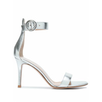 Gianvito Rossi Sandália Portofino de couro com salto 85mm - Prateado