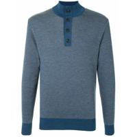 Gieves & Hawkes button-up high neck jumper - Azul