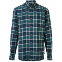 Gieves & Hawkes Camisa xadrez com logo bordado - Azul