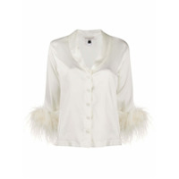 Gilda & Pearl Camisa de pijama Esme de cetim com stretch - Branco
