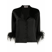 Gilda & Pearl Jaqueta Esme com plumas nos punhos - Preto