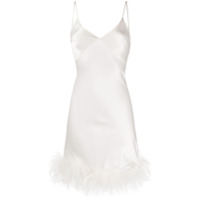 Gilda & Pearl Vestido Mia de seda com acabamento de plumas - Branco