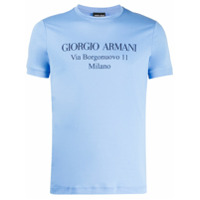 Giorgio Armani Camiseta mangas curtas azul com estampa de logo