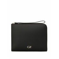 Giuseppe Zanotti Clutch com placa de logo e zíper - Preto