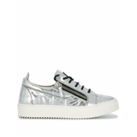 Giuseppe Zanotti Tênis Gail com efeito de pele de crocodilo - Prateado