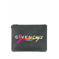 Givenchy Clutch com zíper e logo bordado - Preto