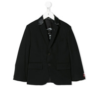 Givenchy Kids Blazer com gola de couro - Preto