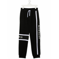 Givenchy Kids Calça esportiva com estampa de logo - Preto
