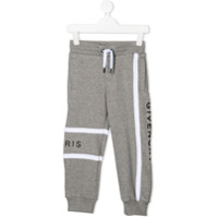 Givenchy Kids Calça esportiva com recorte - Cinza