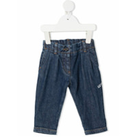 Givenchy Kids Calça jeans com bordado floral - Azul