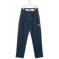 Givenchy Kids Calça jeans com estampa de logo - Azul