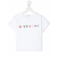 Givenchy Kids Camiseta de algodão com logo bordado - Branco