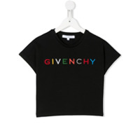Givenchy Kids Camiseta de algodão com logo bordado - Preto