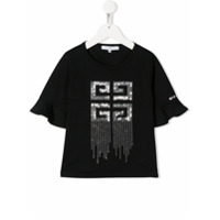 Givenchy Kids Camiseta mangas curtas com aplicação de logo - Preto
