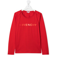 Givenchy Kids Camiseta mangas longas com estampa de logo - Vermelho