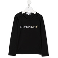 Givenchy Kids Camiseta mangas longas com logo - Preto