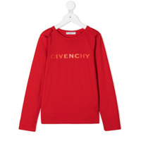 Givenchy Kids Camiseta mangas longas com logo - Vermelho