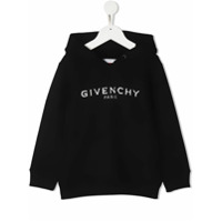 Givenchy Kids distressed logo print hoodie - Preto