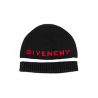 Givenchy Kids logo embroidered beanie hat - Preto