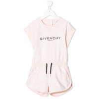 Givenchy Kids Macaquinho com amarração e estampa de logo - Rosa
