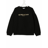 Givenchy Kids Moletom com capuz e estampa de logo - Preto