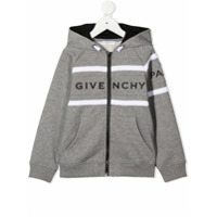 Givenchy Kids Moletom com capuz e logo - Cinza